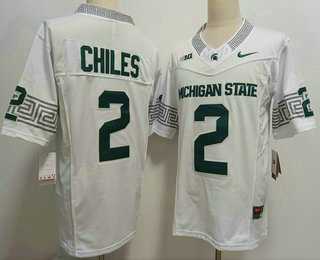 Mens Michigan State Spartans #2 Aidan Chiles White FUSE College Football Jersey->michigan state spartans->NCAA Jersey